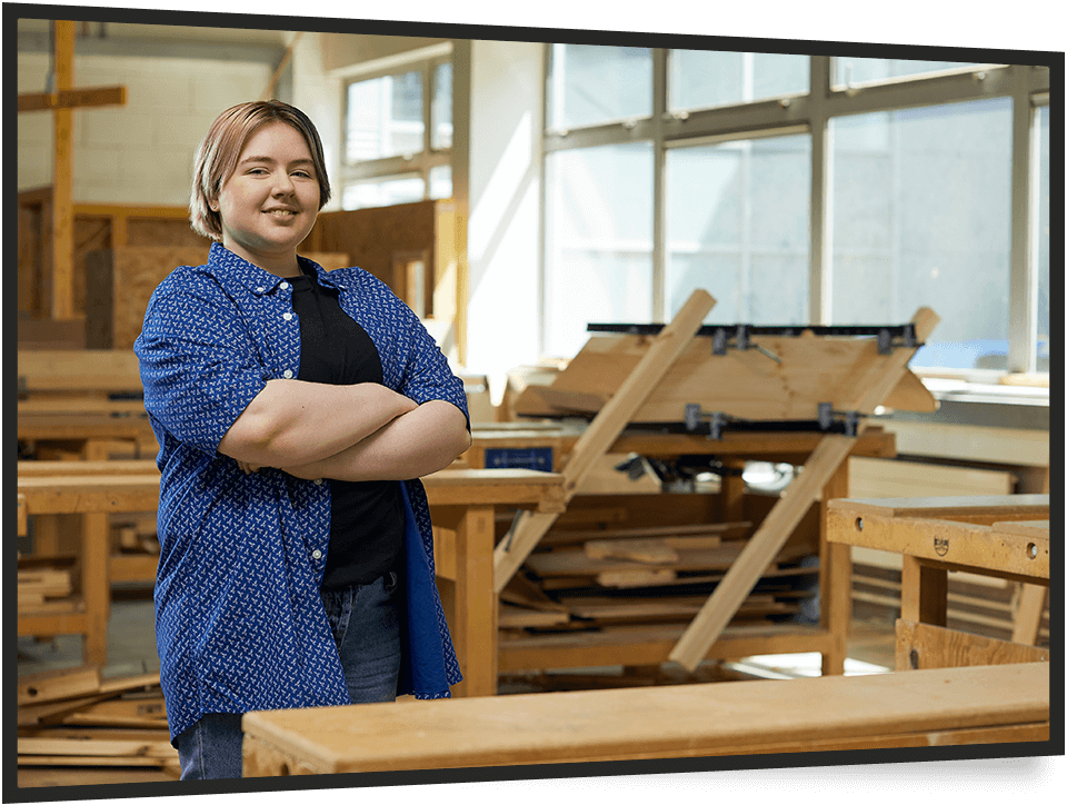 Young woman in workshop