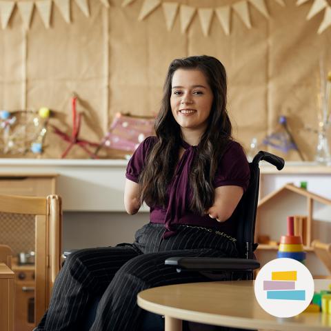 Young lady working in school nursery