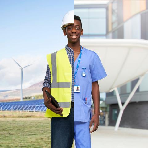 Young black man - half nurse half engineer